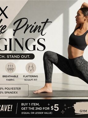 ACX Snake Print Leggings Size M High Waist Stretch Activewear Yoga Gym BOGO $5